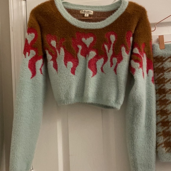 For Love And Lemons Tops - For love and lemons fuzzy mohair flame crop top sweater